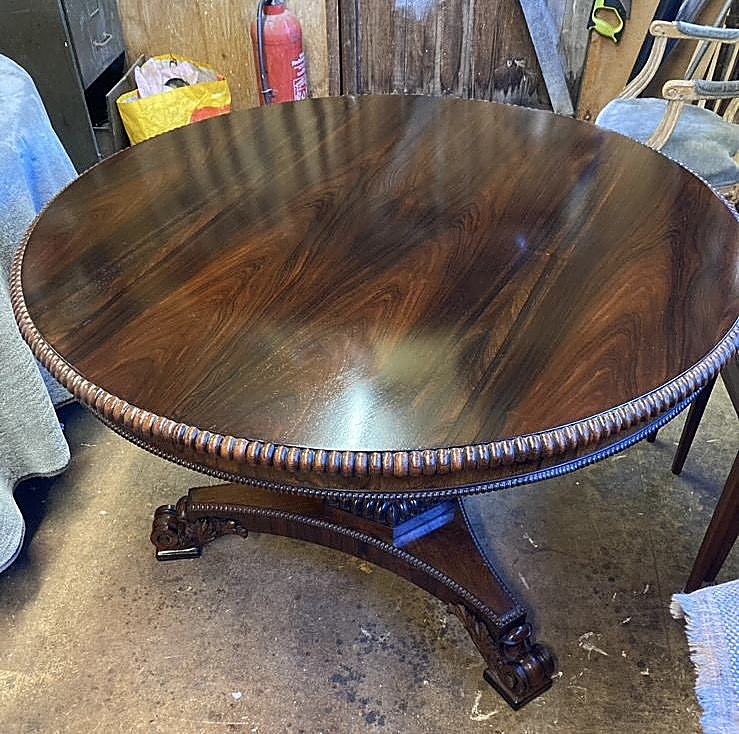 A Regency table, French polished